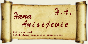 Hana Anisijević vizit kartica